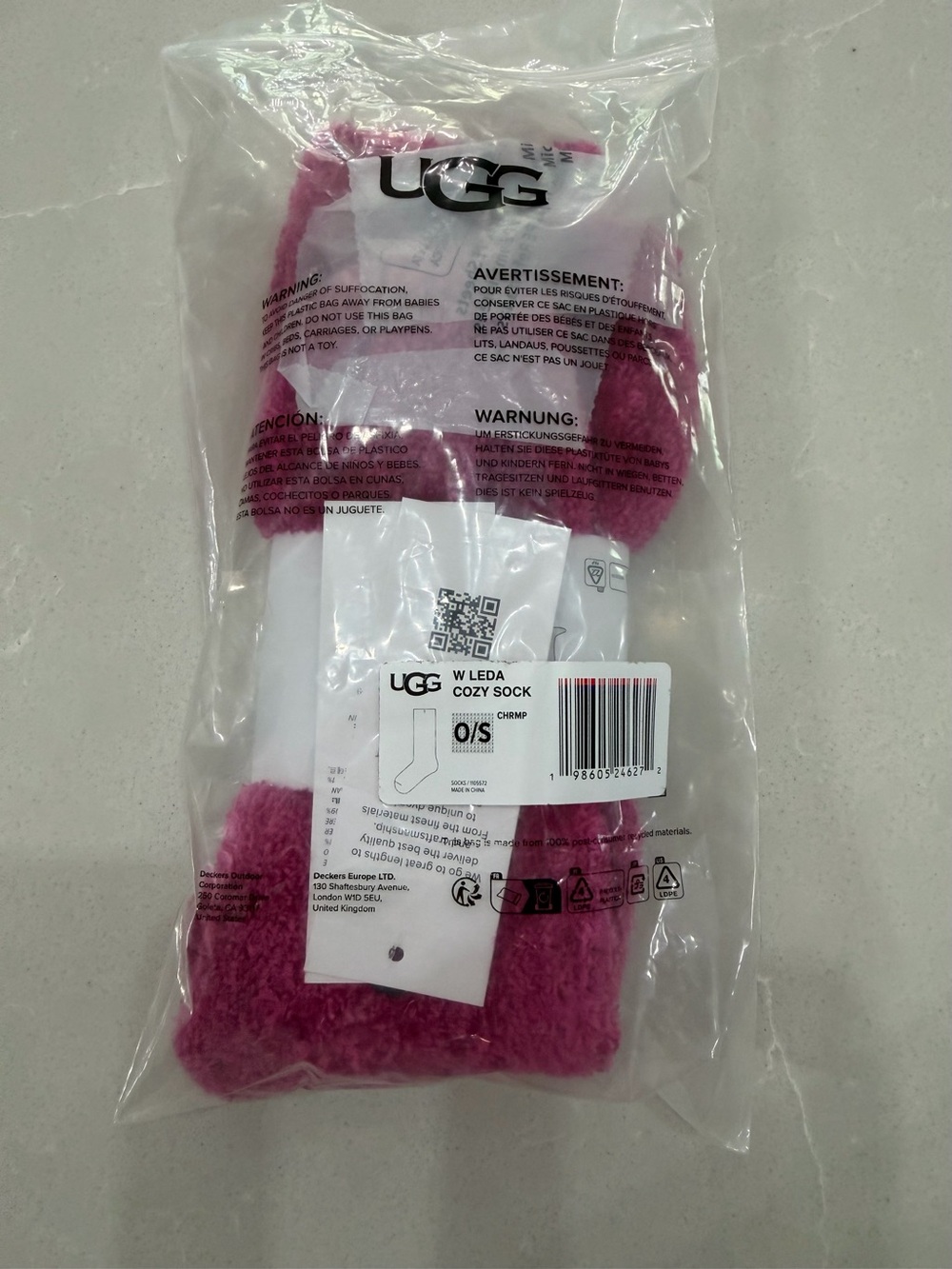 NWT UGG Leda Cozy Crew Socks Pink Fuchsia One Size - Picture 7 of 7